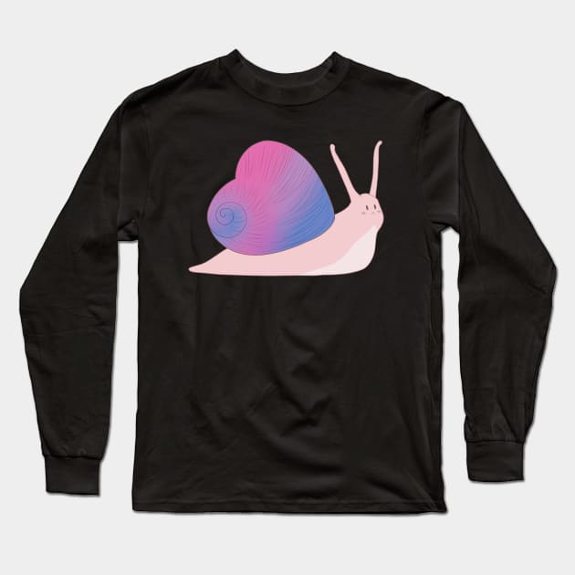 Bisexual Pride Love Heart Snail Long Sleeve T-Shirt by celestialuka